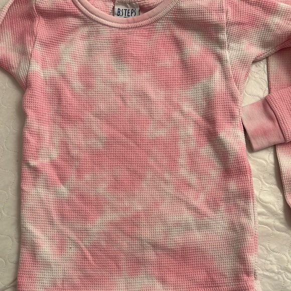 B Steps tie dye pink and white thermal long sleeve shirt and pants set - Picture 3 of 8